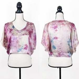 NWT Tulle and Batiste Bijou Silk Tie Dye Top, Amethyst